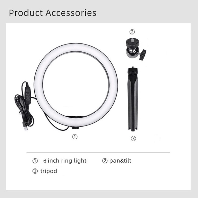 Led-ringlampa selfie kamera telefon studio stativ fotovideo dimbar live makeup kamera