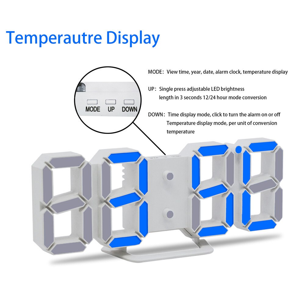 Modern Digital Led Table Desk Night Wall Clock Alarm Watch Digital Clock Display Removable Art Decal Table Clocks Home Decor