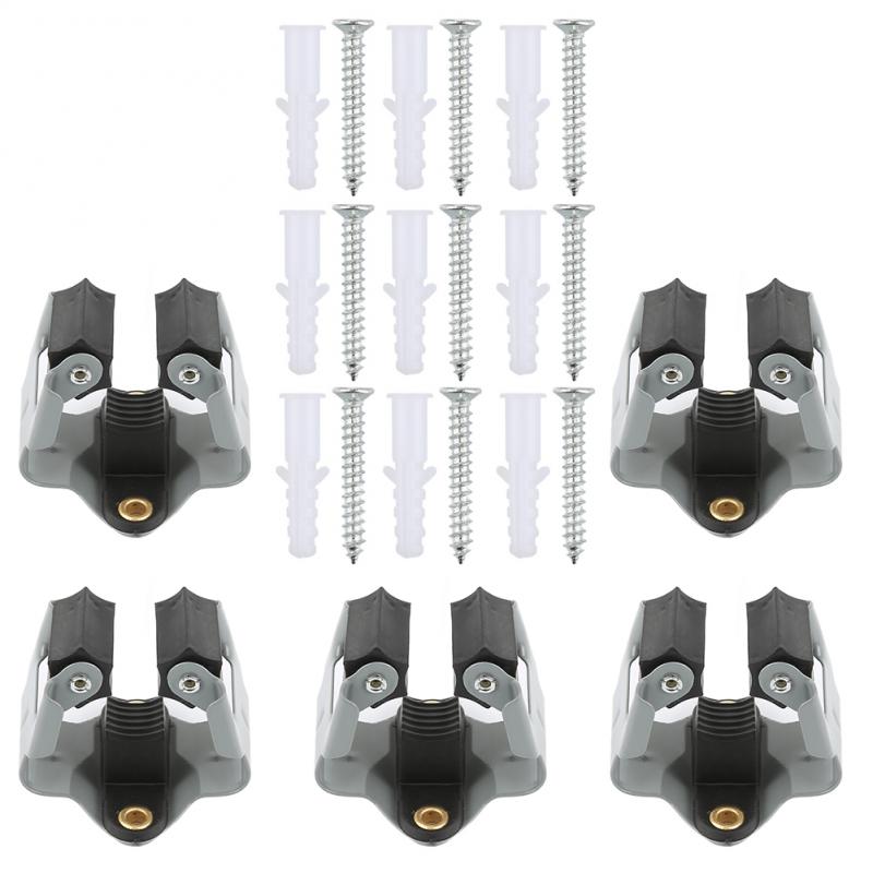 5pcs Broom Holder Adhesive Seamless Wall Mount Organizer Hanger Bracket Broom Hanger Storage Rack Organizer Clips With Screws: Default Title