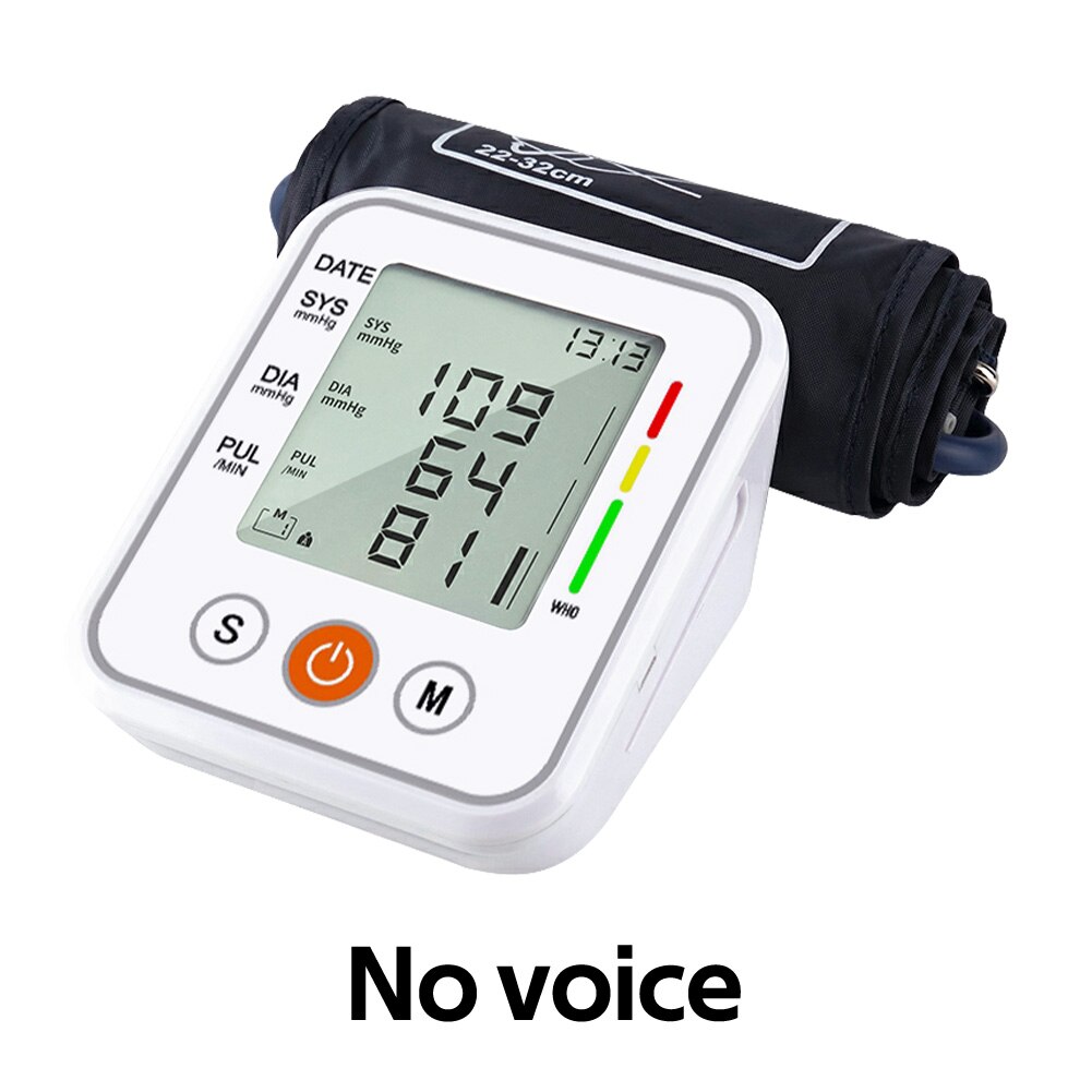 Voice Cuff Arm Blood Pressure Monitor Presure Meter Heart Rate Monitor Portable Tonometer BP Arterial Pressure Device Digital: No voice Tonometer