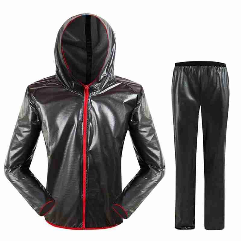 Unisex Anti-Rain Wind Outdoor Cycling Jacket Raincoat Waterproof Men Bicycle Bike Hooded Long Sleeve Sport Clothing Plus Size: Black / XXXL