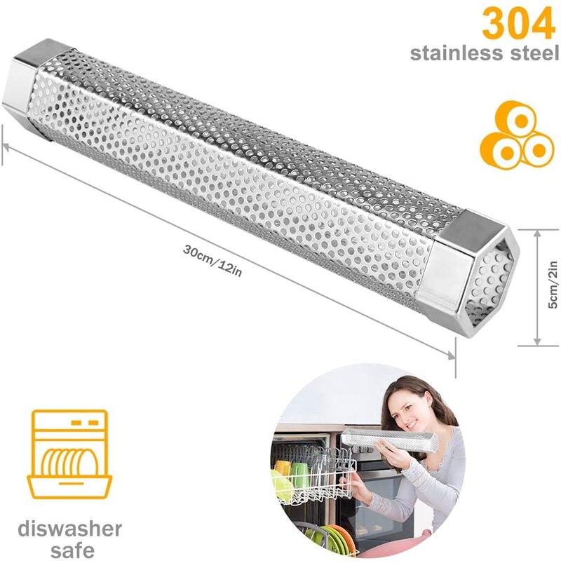 Stainless Steel Barbecue Wood Smoking Pellet Pipe Portable Fruit Wood Bacon Electric Gas Charcoal Smoker Set