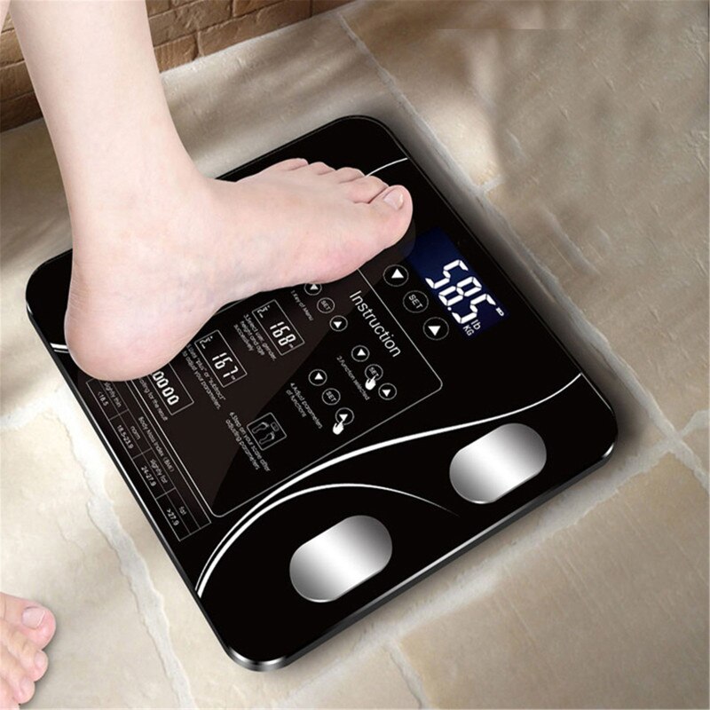 Electronic Weighing Scale USB Charging Sakura Smart Household Weighing Scale Fat Scale LED Digital English Function Screen Home