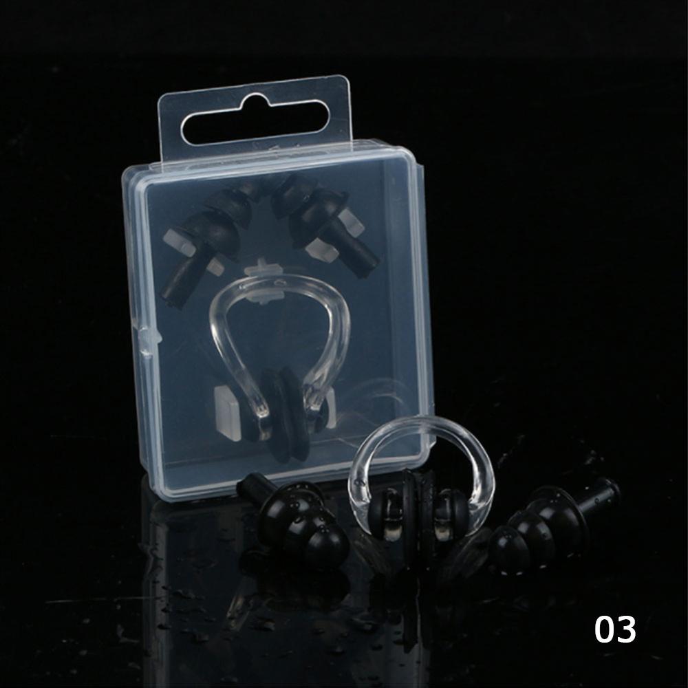 Tapones blandos de silicona para los oídos, protección de agua para natación, Clip para la nariz, impermeable, suministros para buceo y natación, 2 piezas: Negro