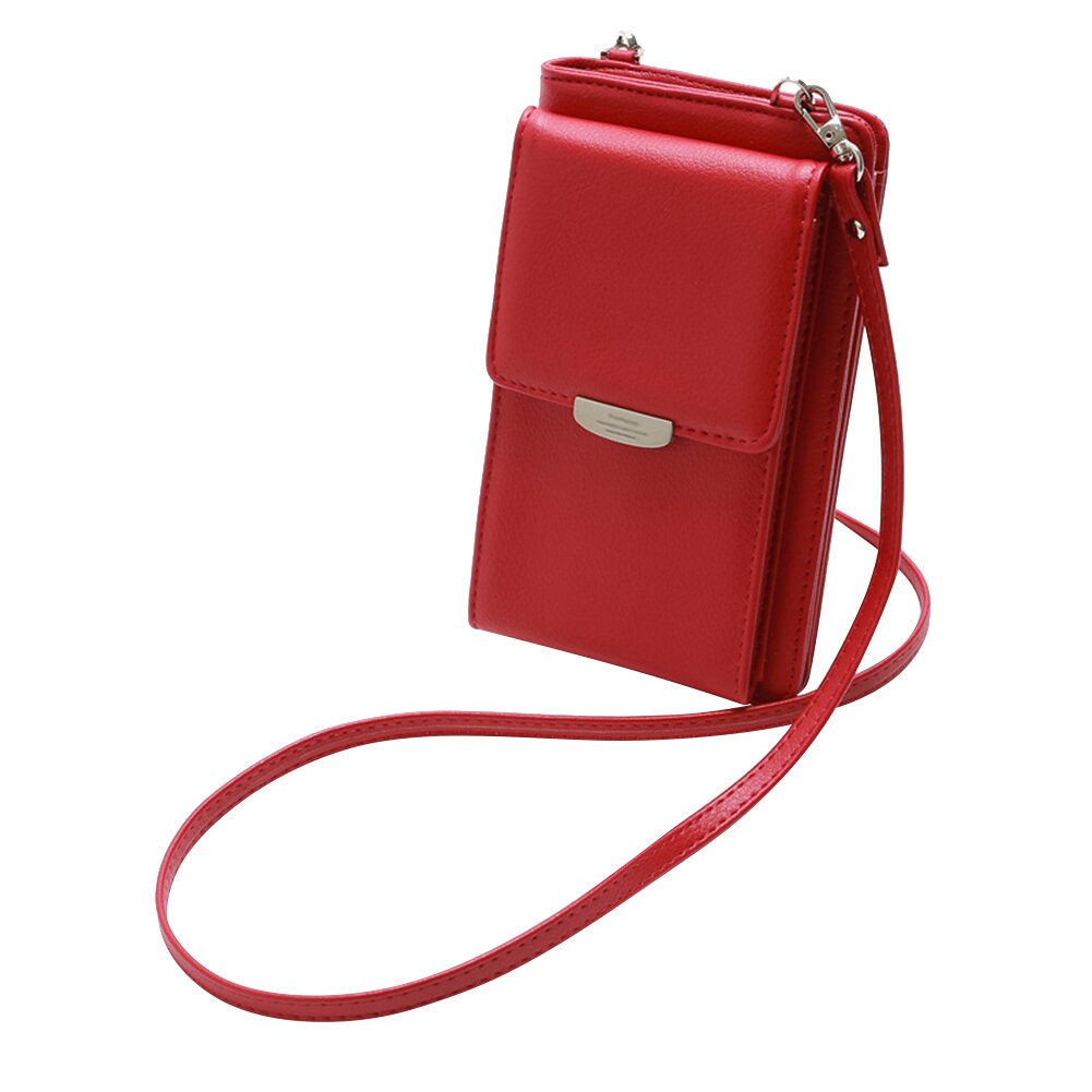 Women Crossbody Phone Wallet Case Multi Function Shoulder Bag Women's Wallet Female Purses: red