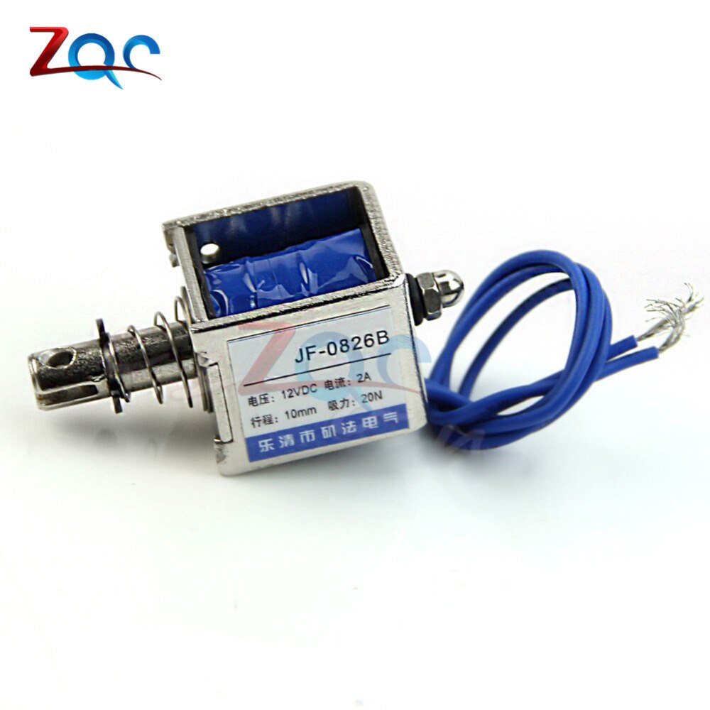 JF-0826B 12V/2A Open Frame Solenoid Reset 10mm Push Pull Type Electronic DC Electromagnet For Vending Textile Machines