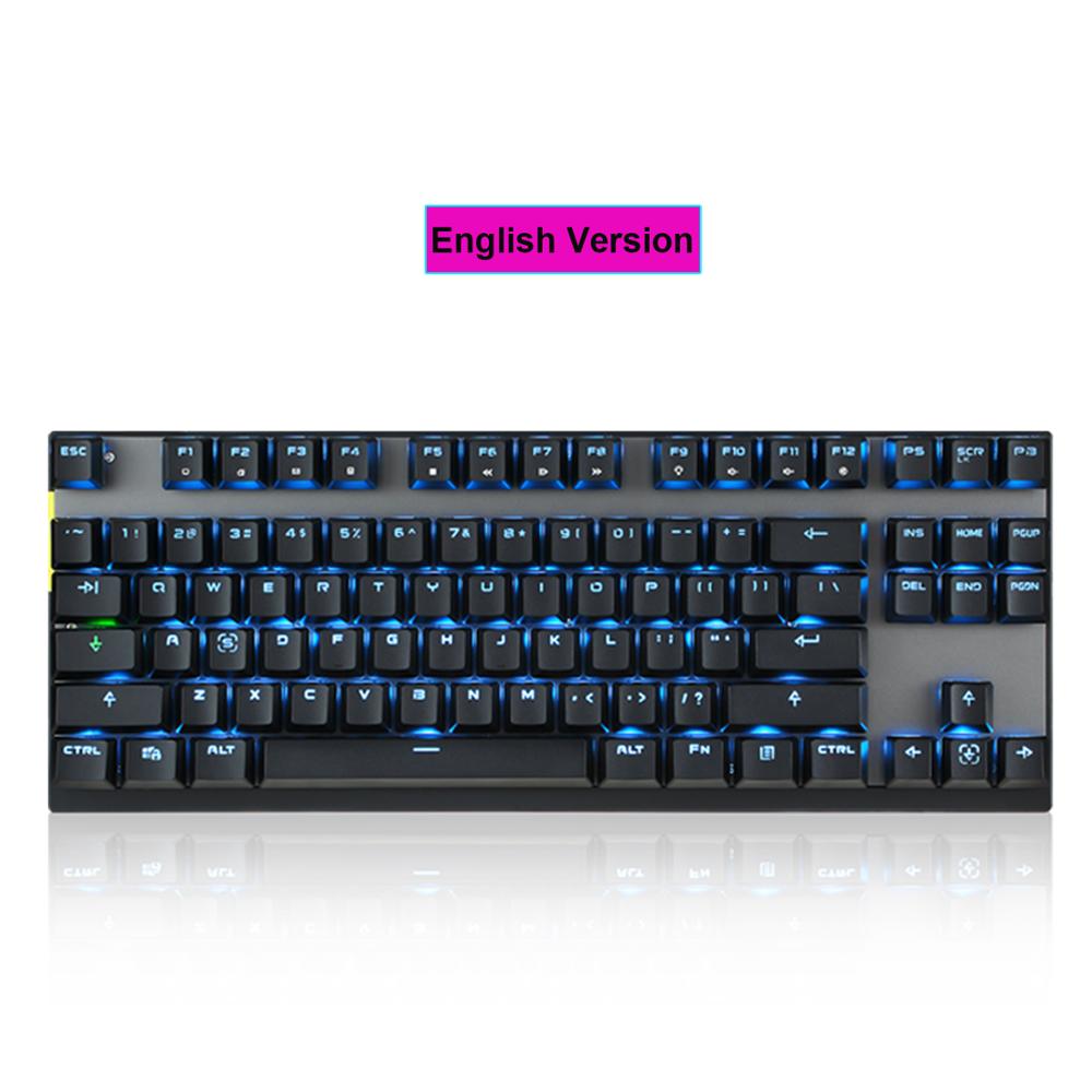 Genuíno motospeed 2.4g sem fio modo duplo gaming teclado mecânico 87 receptor usb chave led retroiluminado teclado para computador gamer: Black / Azul de