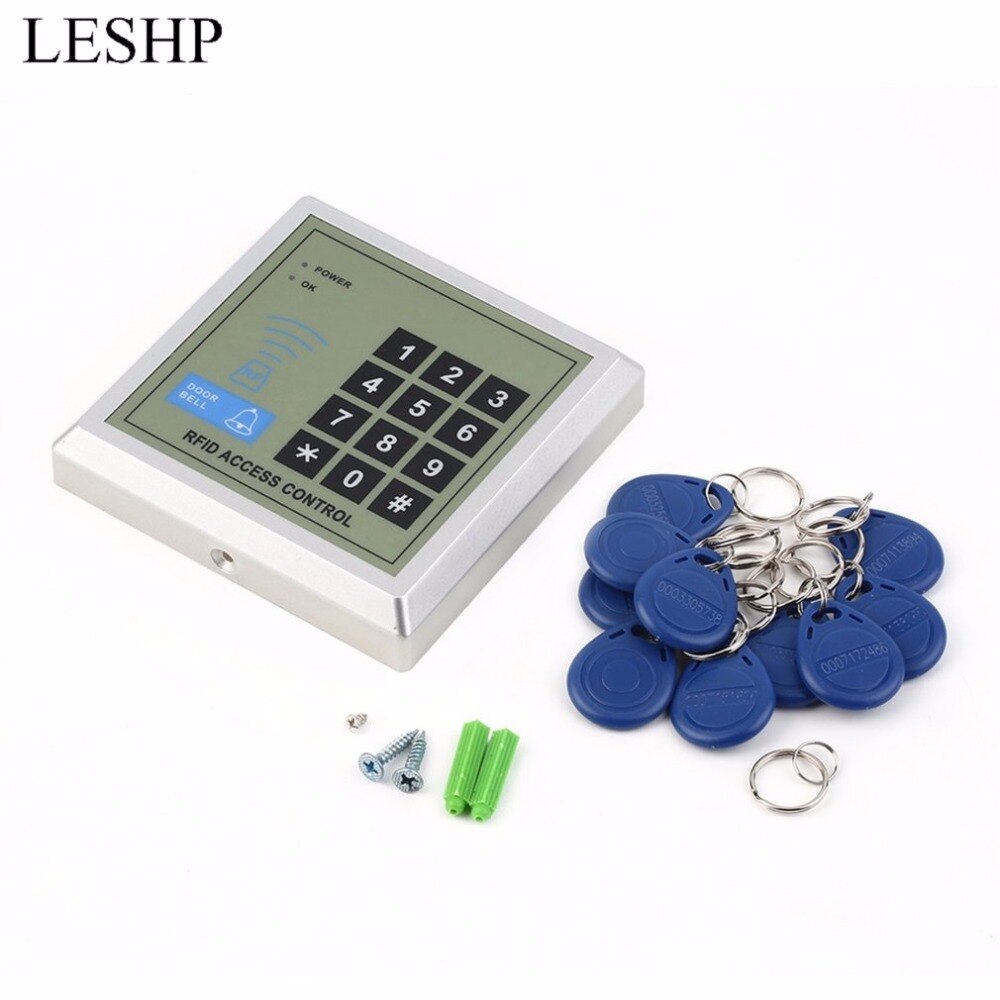 LESHP Security Electronic RFID Proximity Entry Door Lock Access Control System + 10 Key Fobs Password Access Control Door Opener