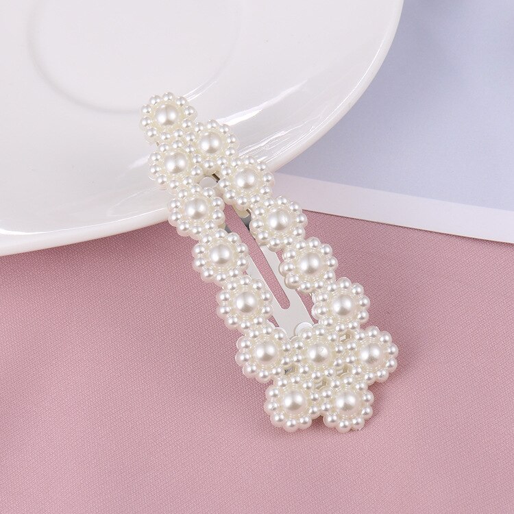 Clip de perla para el cabello para mujer, pasador de pelo con forma de corazón, horquilla de ajuste, , Accesorios para peinados,: Water hollow 2