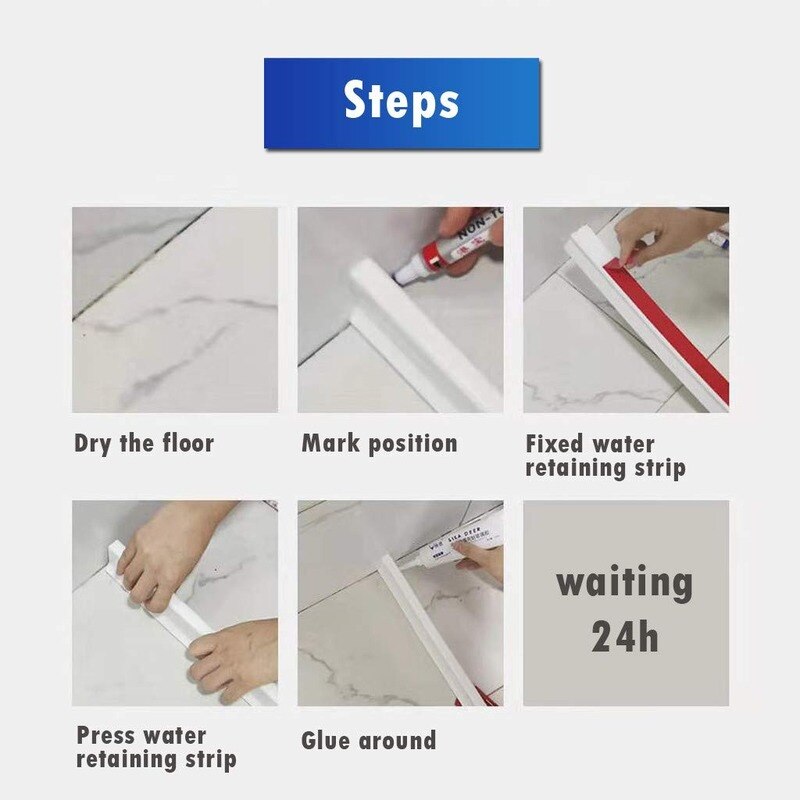 Home Water Retention System Silicone Threshold Water Dam Self-Adhesive Bath Shower Barrier Retainer Seal Strip Bathroom Kitchen