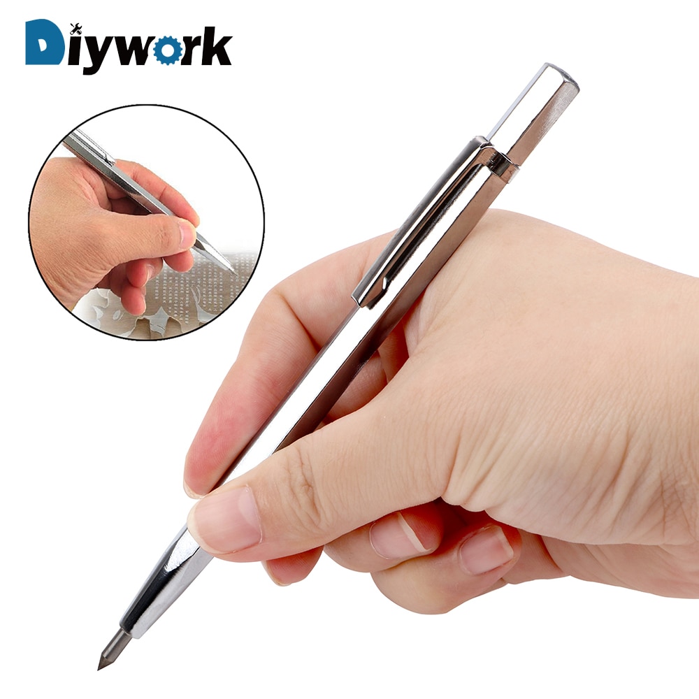 DIYWORK Legering Belettering Pen Hand Tool Graveren Pen Voor Glas Keramische Metalen Houtsnijwerk Draagbare Scriber Pen Diamant Metalen