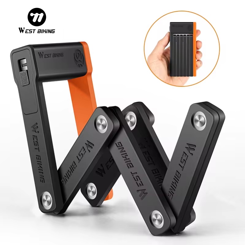 WEST BIKING-candado plegable para bicicleta de montaña, candado antirrobo de seguridad para carretera, candado de cadena para bicicleta eléctrica, accesorios para bicicleta