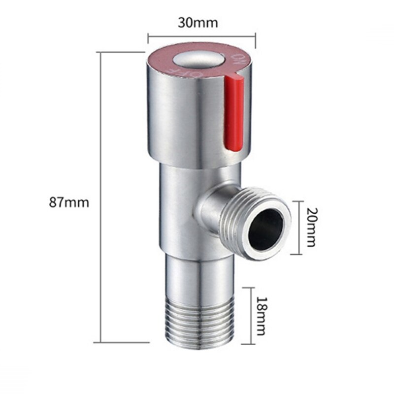 Stainless Steel and Cold Water Valve 3-way Flow Control Valve G1/2 Thread Bathroom Angle Valve Red Blue Easy Distinguish