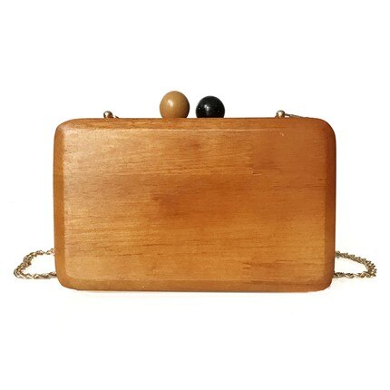 lente en zomer hout serie kraal vierkante doos schoudertas diagonaal hout avond clutch handtas: Red brown