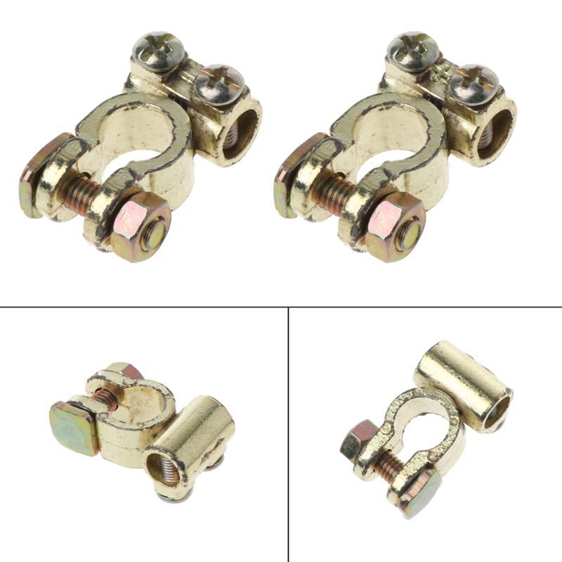 1Pair Alloy Car Battery Terminals Clamps Screw Connection Positive Negative Clip