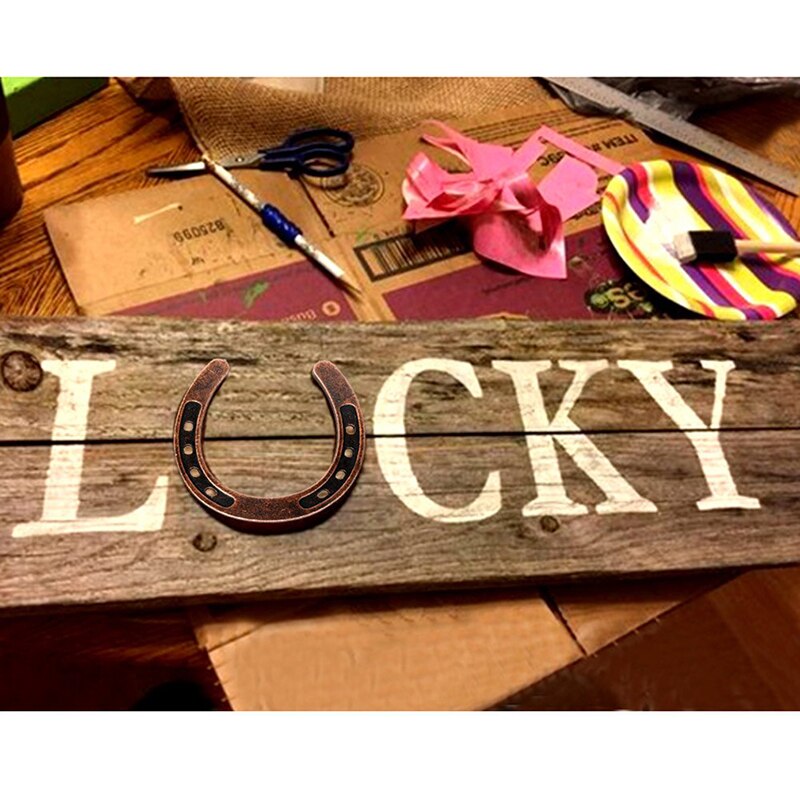 Metal hestesko papir tags diy blankt kort bryllup souvenirs bryllup bord dekoration kraft lucky vedhæng souvenir