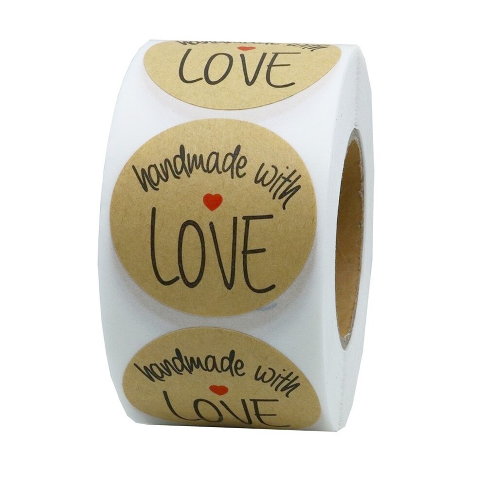 500PCS Round Labels Handmade Kraft Paper Packaging Sticker For Candy Dragee Bag Box Packing Bag Wedding Thanks Stickers