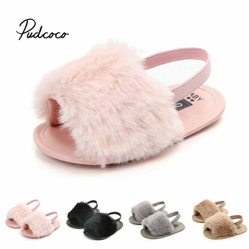 Zomer Zacht Haar Stijl Classic Meisje Slipper Sandalen Ademende Baby Bont Schoenen Eenvoudige Elastische Sandalen Prinses Baby
