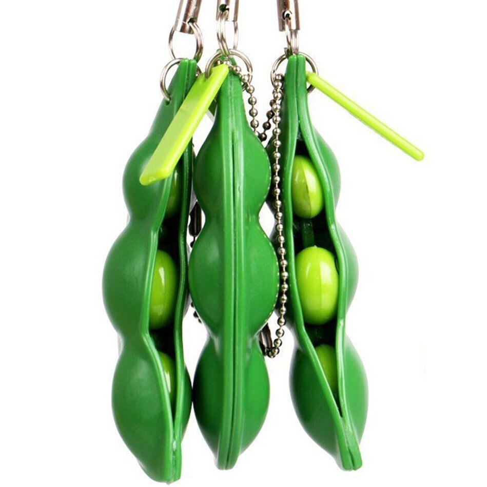 1Pc Oneindige Squeeze Edamame Bean Pea Uitdrukking Keten Sleutel Hanger Ornament Stress Verlichten Decompressie Speelgoed Antistress