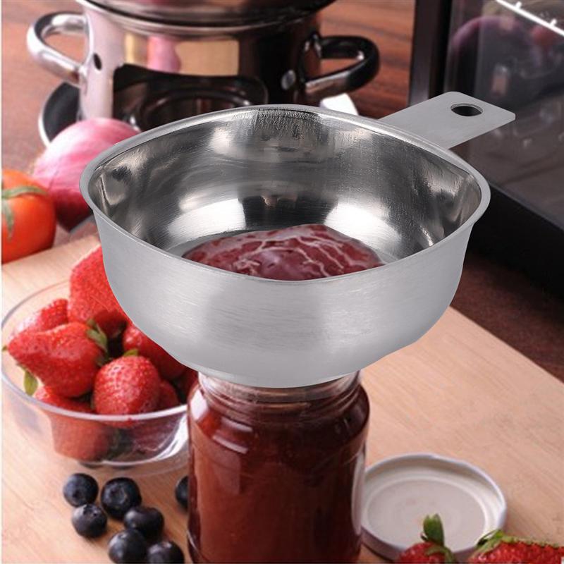 Stainless Steel Square Wide Mouth Funnel Large Diameter Oil Leakage Jam Funnel with Handle Kitchen Gadget for Kitchen(Silver)