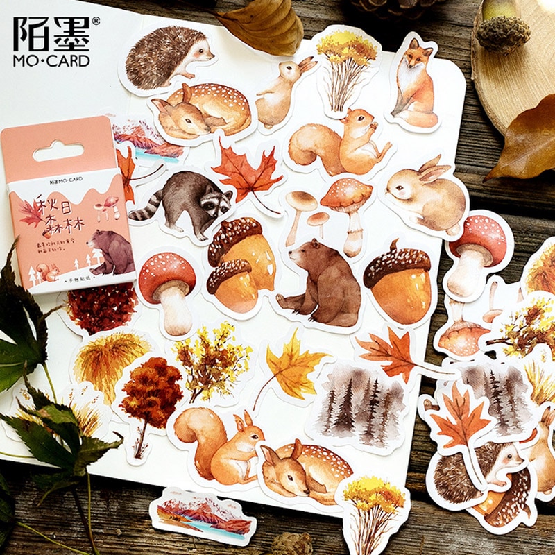 45 stks/doos Leuke eekhoorn pijnboompitten sticker decoratie stickers DIY voor craft ablum dagboek scrapbooking planner