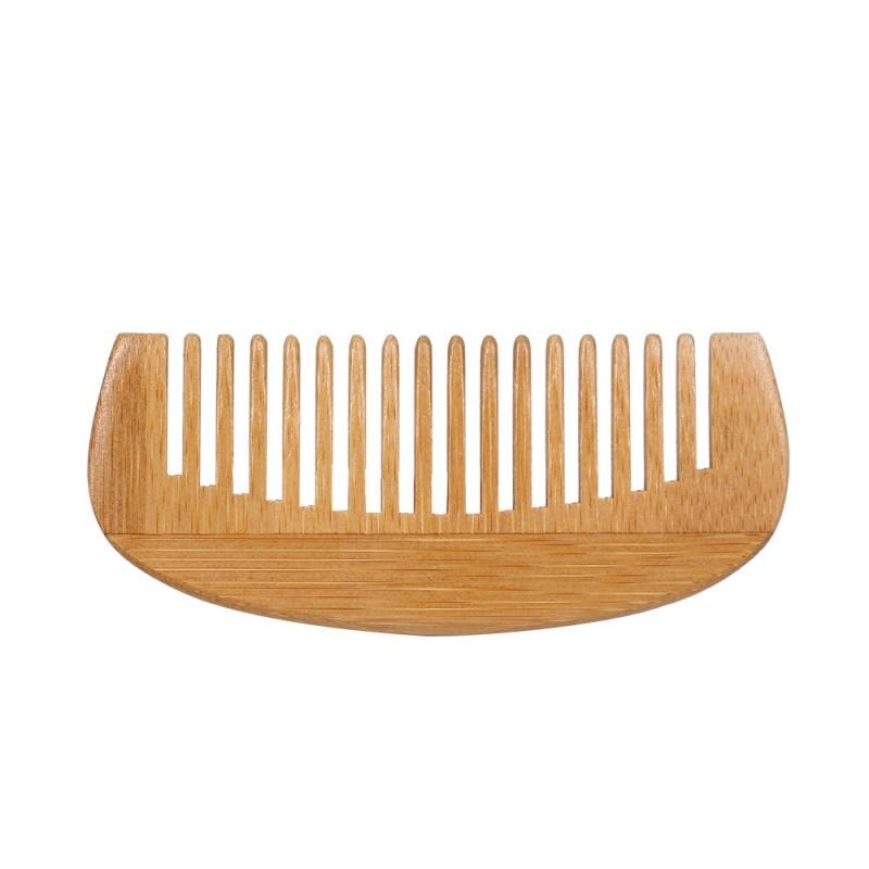 Nan-peine de media luna de bambú para cabello, cepillo para pelo rizado portátil, masaje antiestático, para evitar enredos, barba seca o húmeda, 3 uds.