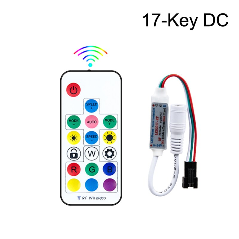 Rf Afstandsbediening 14-Key 17-Key 21-Key Mini 3-Key Draadloze Afstandsbediening Rgb Controller usb Dc 5 V-24 V Voor Led Strip WS2812 WS2811 1903: 17key DC