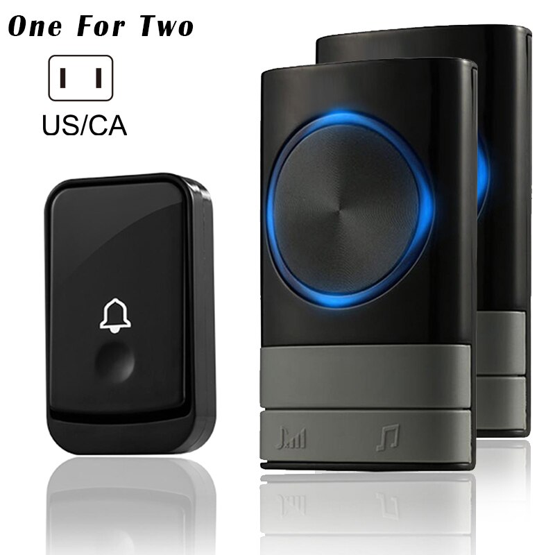 Wireless Doorbell Long Distance Volume Adjustable Waterproof for Home Office AS99: one for two / AU Plug
