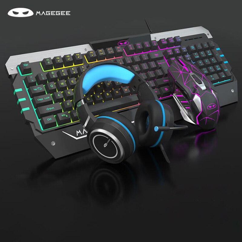 Clavier de jeu mécanique à câble USB rose pour filles, avec capuchons de touches, souris et écouteurs: 3