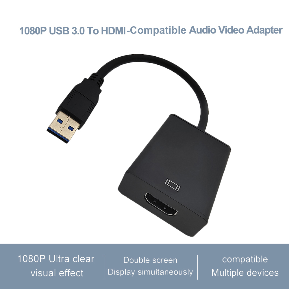 USB 3.0 to HDMI-Compatible Converter 1080P USB A Male to HDMI-Compatible Female External Graphics Video Card Adapter Cable