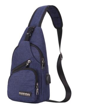 UOSC Anti Theft Chest Bag Men School Summer Short Trip Male Shoulder Bags USB Charging Crossbody Bags Messengers Bag: Deepblue