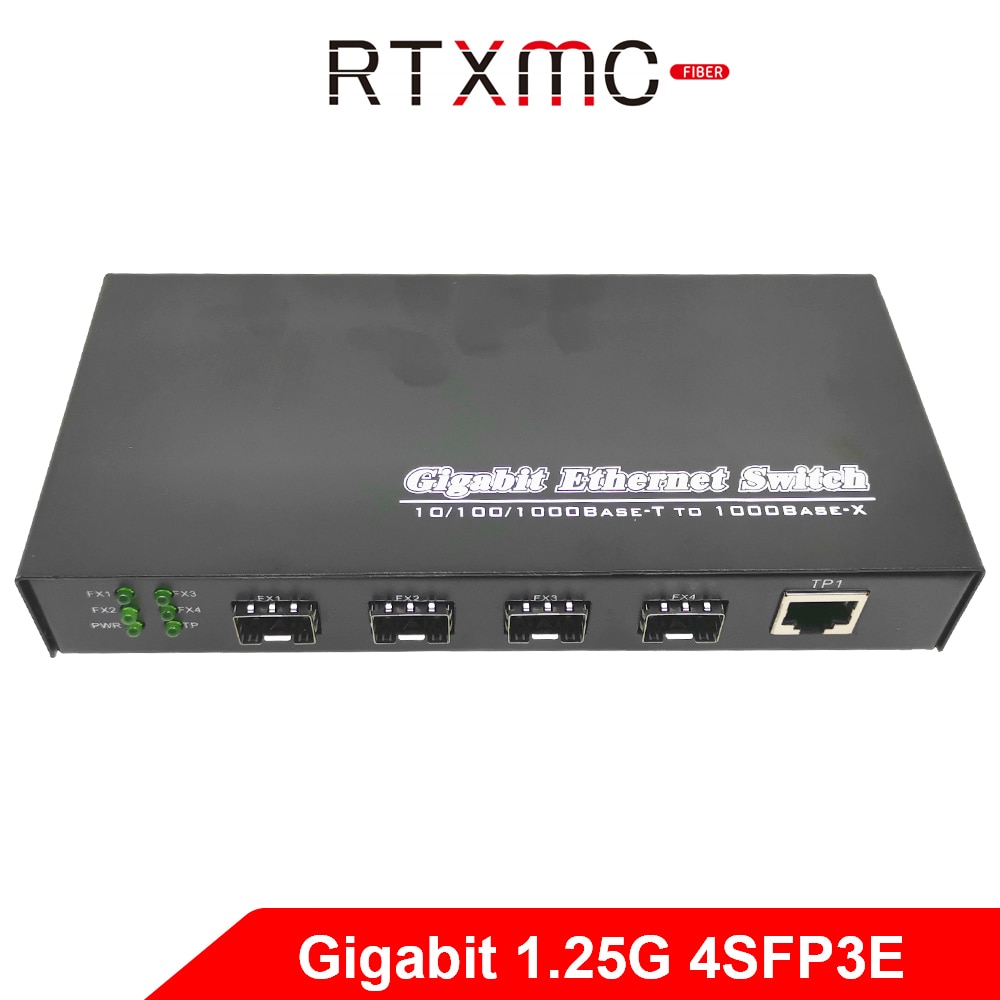 Switch Ethernet Gigabit fibra Ethernet 4 porte 1.25G fibra SFP e 3 porte 10/100/1000M Switch fibra Gigabit UPT con alimentatore