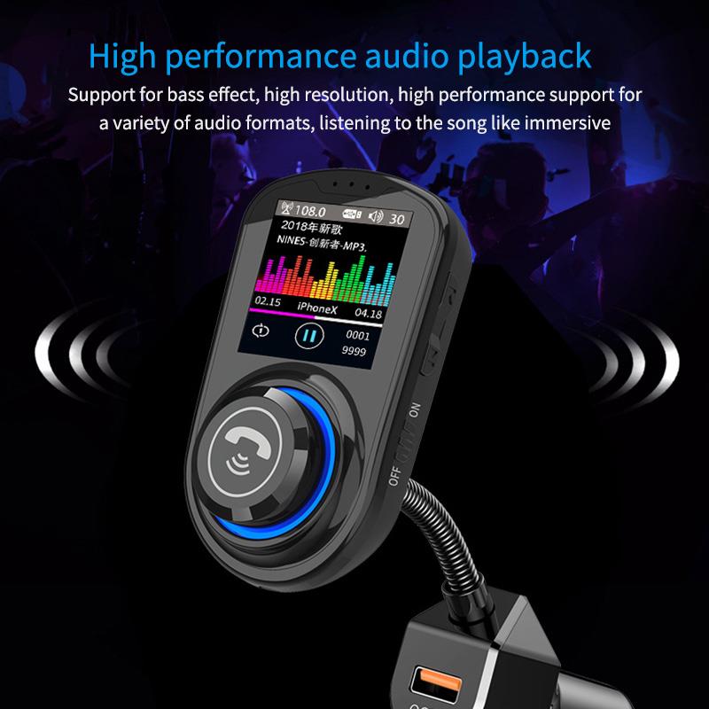 Color Large Screen G45 Car Mp3 Bluetooth 5.0 Player Lossless Sound Dual USB Car Charger FM Transmitter Voice Wake-Up Hands-Free