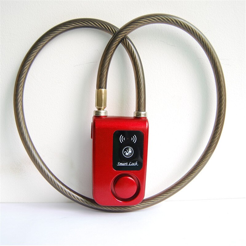 Super intelligent telefon app kontrol smart alarm bluetooth lås vandtæt 110db alarm cykellås udendørs tyverialås: App rød