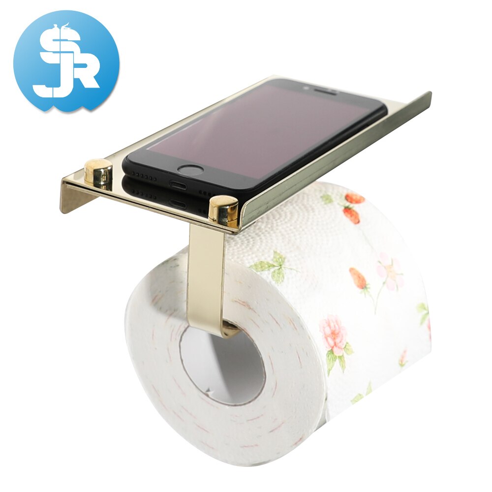 Smuk praktisk rosa guld multifunktions toiletpapir rulleholder badeværelse rustfrit stål papirholder: Guld