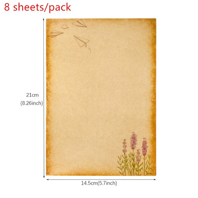 8 Sheets 21X14.5Cm Vintage Kraft Papier Schrijven Brief Briefpapier Romantische Note Craft Papier Schilderen Verpakking Papier: D