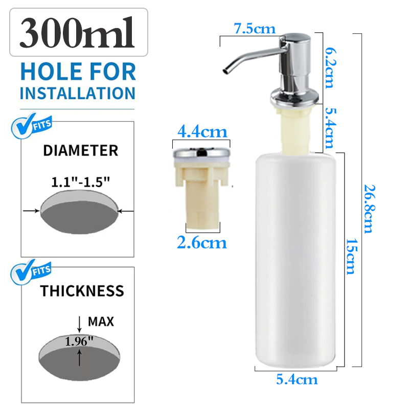 500 ml Küche Spülmittel Spülbecken Seife Pumpspender Edelstahl Eingebautes Waschmittel Geschirrspülmittel Behälter: Freier Raum