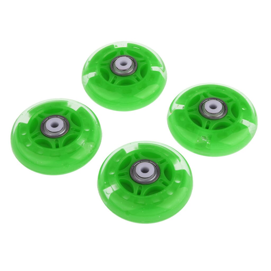 4Pcs Inline Sliding Flash PU Roller Skate Wheels for Skating Shoes: green