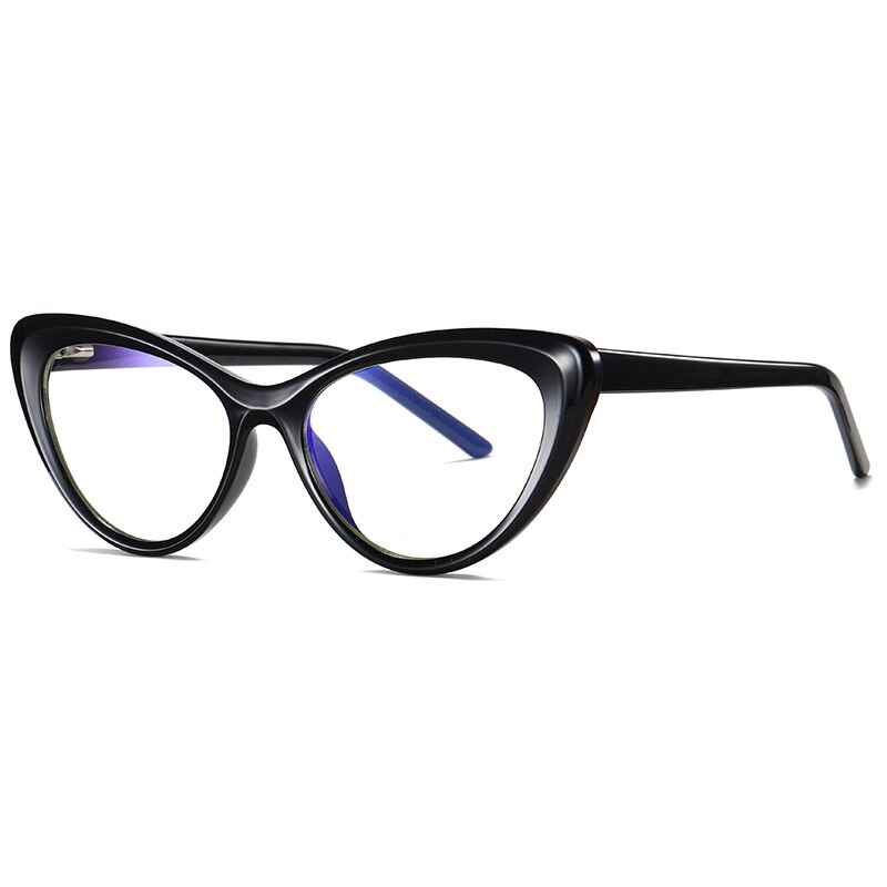 49082 Anti-blue Light Plastic Titanium Glasses Frames Cat Eye Ultralight Men Women Optical Computer Glasses: C01-P30Black