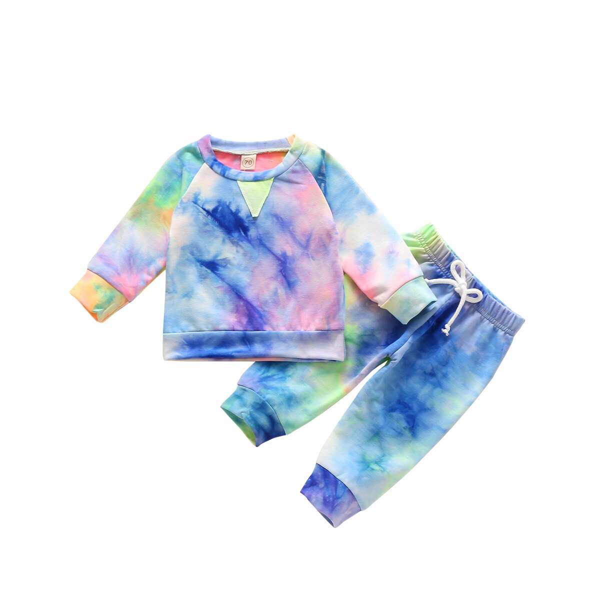 Autumn Kids Tie dye Tracksuit 2pcs 0-18M Infant Baby Boy Girl Clothing Long Sleeve Colorful Sweatshirt Top+Long Pants 2pcs: A / 6M