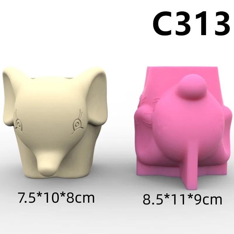 Stampo in silicone Mucca Pecora Riccio Elefante zebra Vaso di fiori Portapenne succulente Fai da te Creazione di resina Vaso di cemento cactus silicone: esercito verde