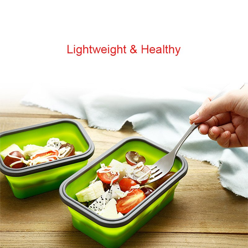 Silicone Folding Bento Lunch Box Food Storage Container Dinnerware Meal Food Container Kitchen Storage Accessories