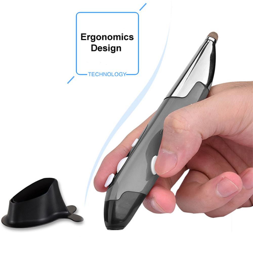 2.4G Wireless Mouse Adjustable 1600DPI Pen Mouse USB Optical Air Mouse Presenter Pen Mini Mice Capacitive Pen for Tablet Laptop