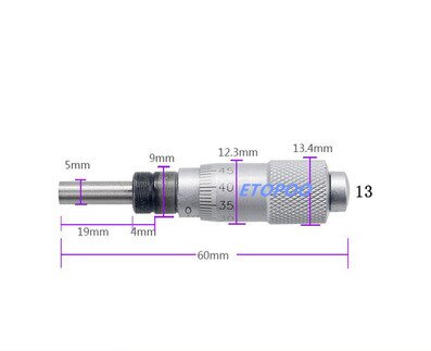 Outil de mesure à aiguille ronde plate, gamme argent 0-13mm 0-25mm 0-50mm 0.01mm, bouton de réglage moleté, mesure de la tête micromètre: 0-13mm flat thread