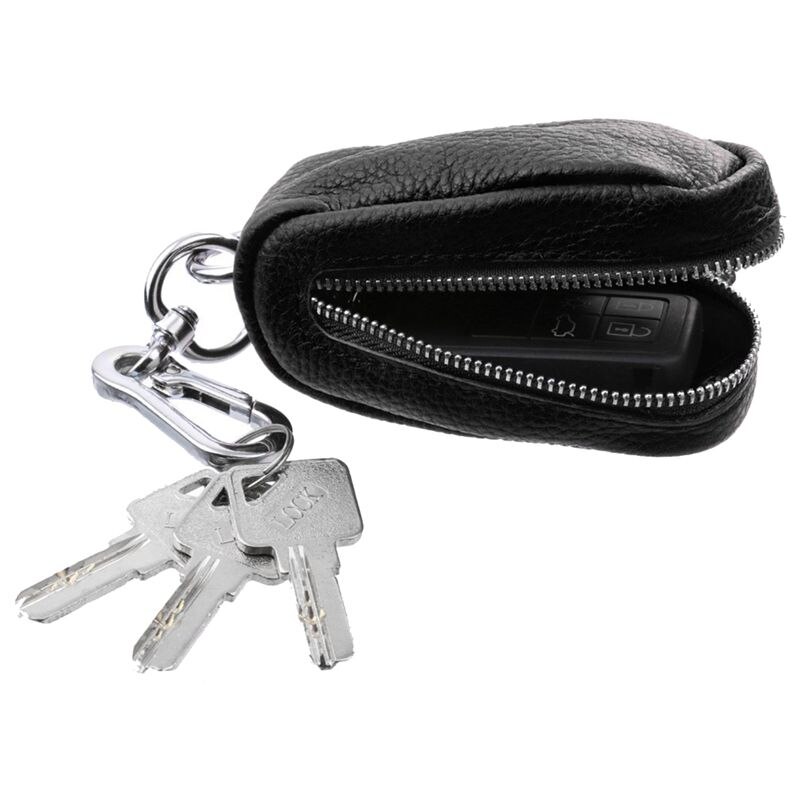 Autosleuteltas huishoudsleuteltas unisex ritstas in pu leer voor sleutelhangerhoes voor sleutel / usb / stukjes / munt-zwart