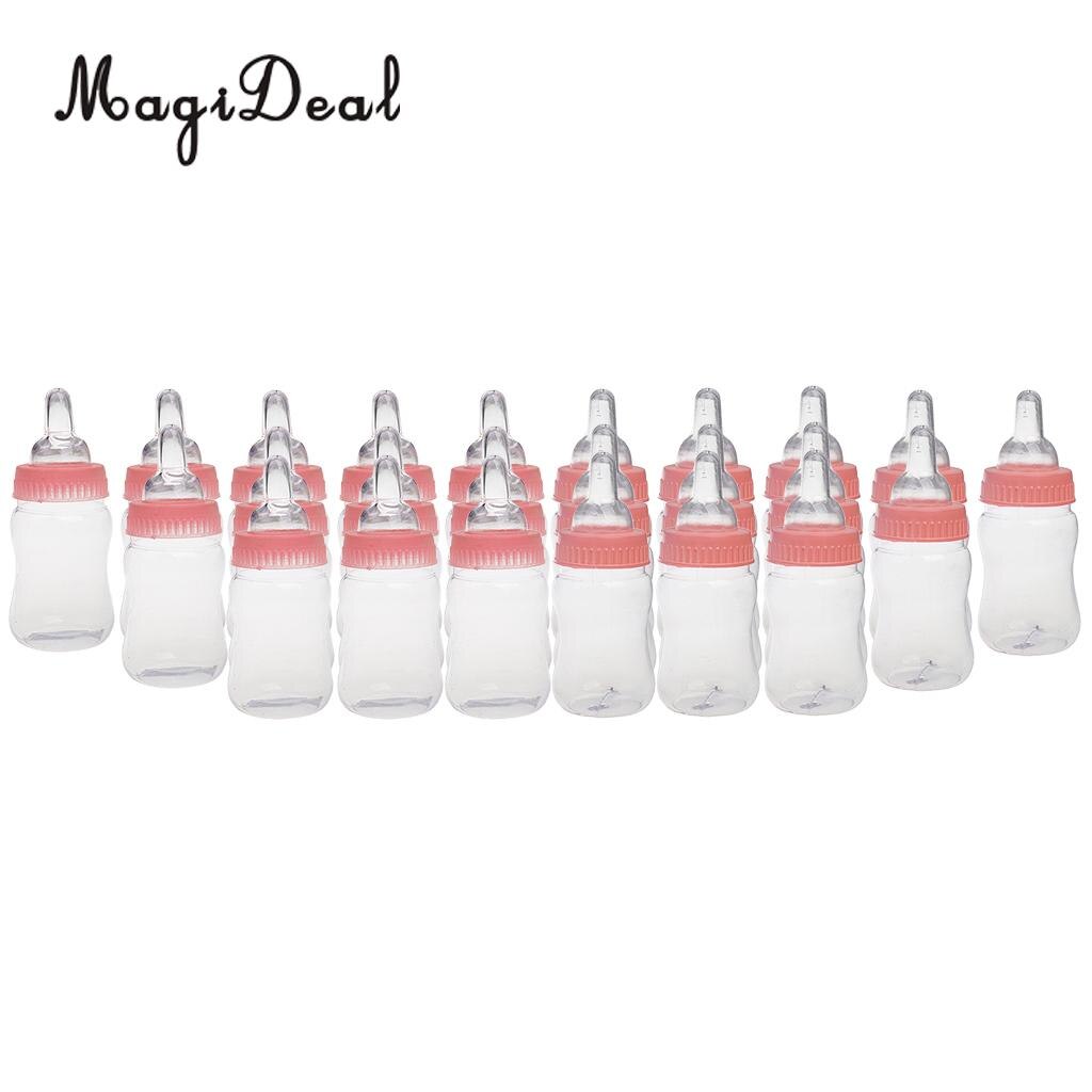 Magideal 24 stk/mye melkflasker godteri flasker dåp dåp baby dusj fest favoriserer rosa/blå