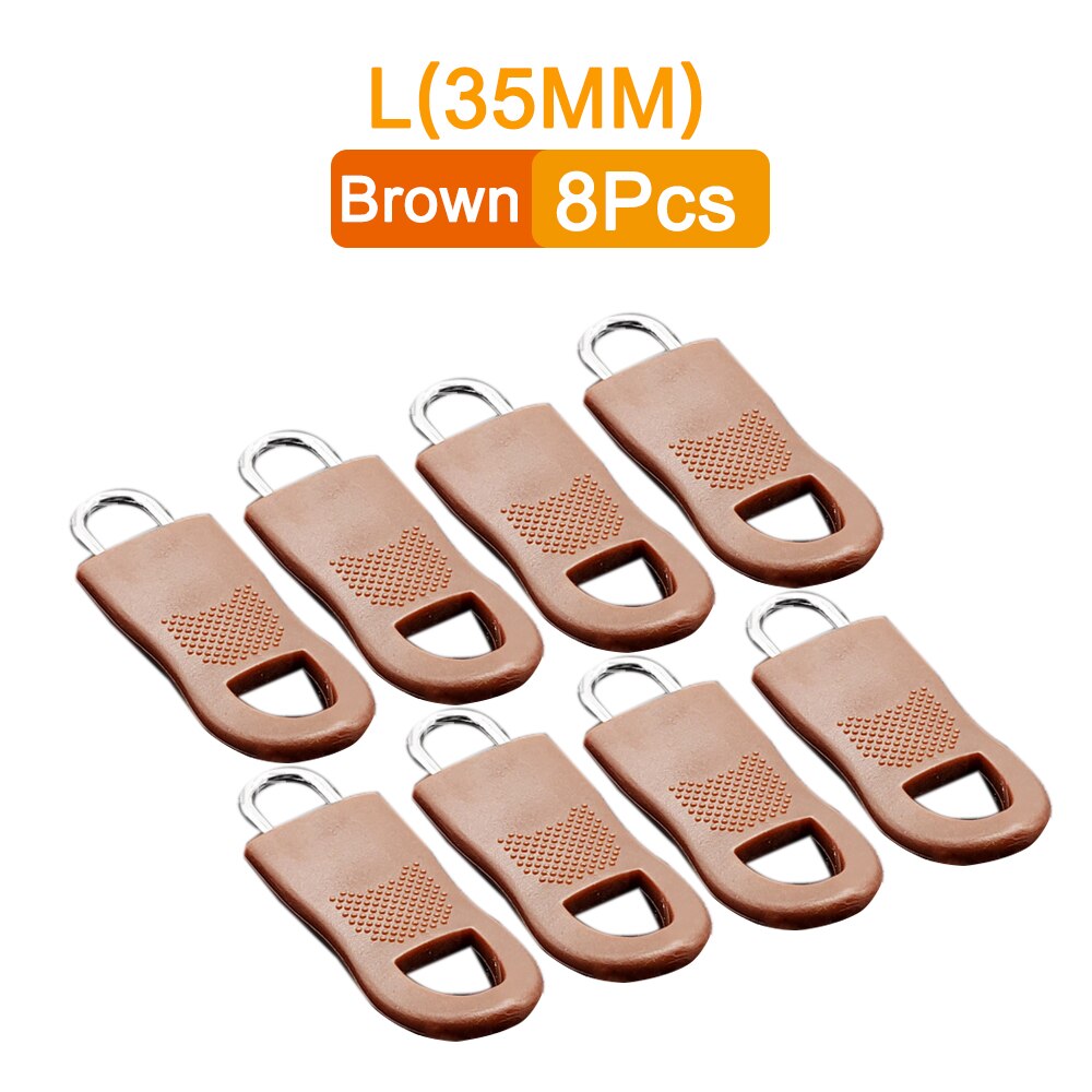 Tirette de remplacement, 8 pièces, tirette de fermeture éclair, étiquette de corde, fixateur de fermeture éclair, boucle cassée, sac à languette, valise, sac à dos, tente: 8PCS-Brown-L