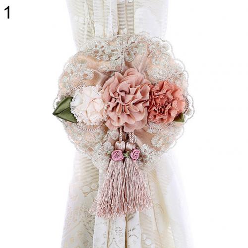 2 Stuks Bloemen Gordijn Tieback Elasticiteit Gordijn Bandjes Metalen Strass Gordijnen Houder Clips Bloem Vormige Gordijn Accessoires: 1