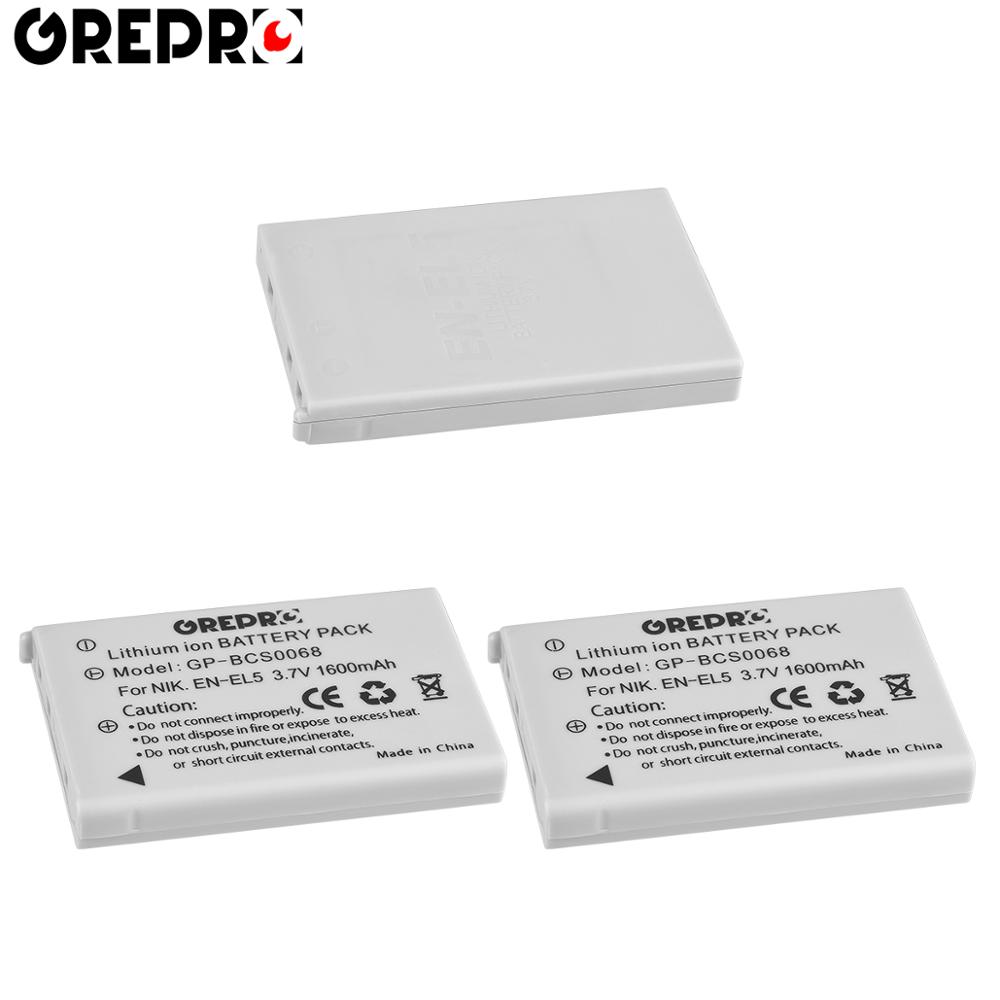 1600mAh EN-EL5 es EL5 batería para cámara Digital + cargador USB para Nikon Coolpix P4 P80 P90 P100 P500 P510 P520 P530 P5000 P5100 L50: 3x Battery