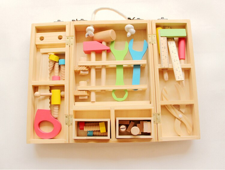 Bambino prima educazione in legno sconstruction giocattoli multifunzionale falegnami tool box kit